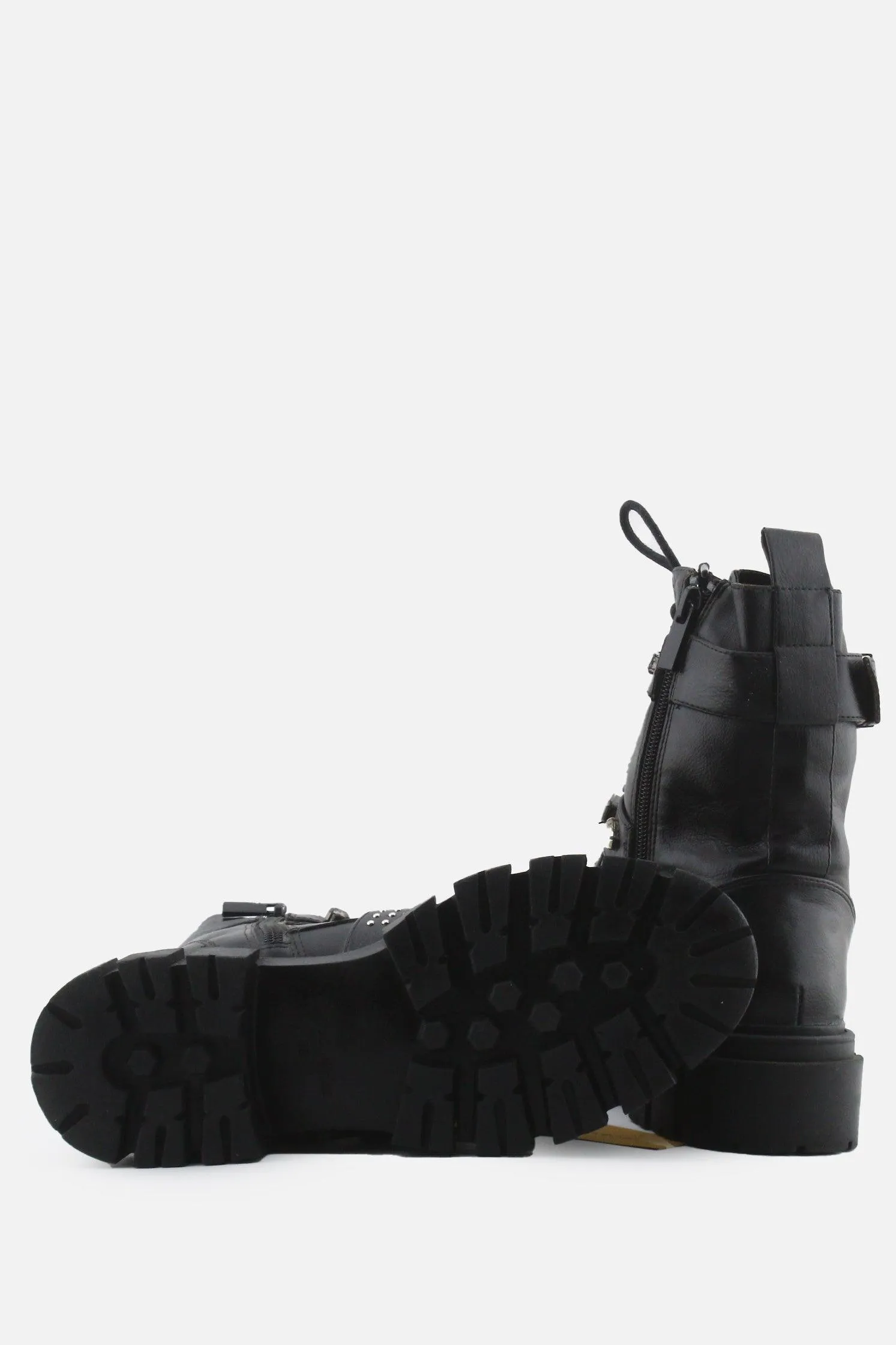 Stradivarius Zipper Laces Buckle Straps Combat Ankle Boots | 100% Authentic Leather