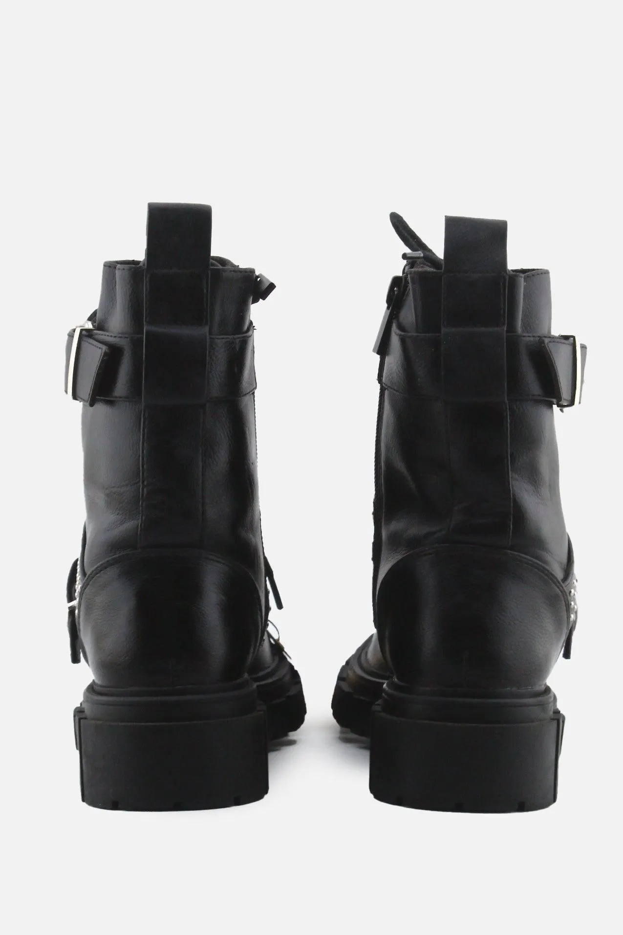 Stradivarius Zipper Laces Buckle Straps Combat Ankle Boots | 100% Authentic Leather